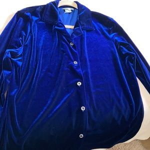 Royal Blue Velvet Blouse  size L